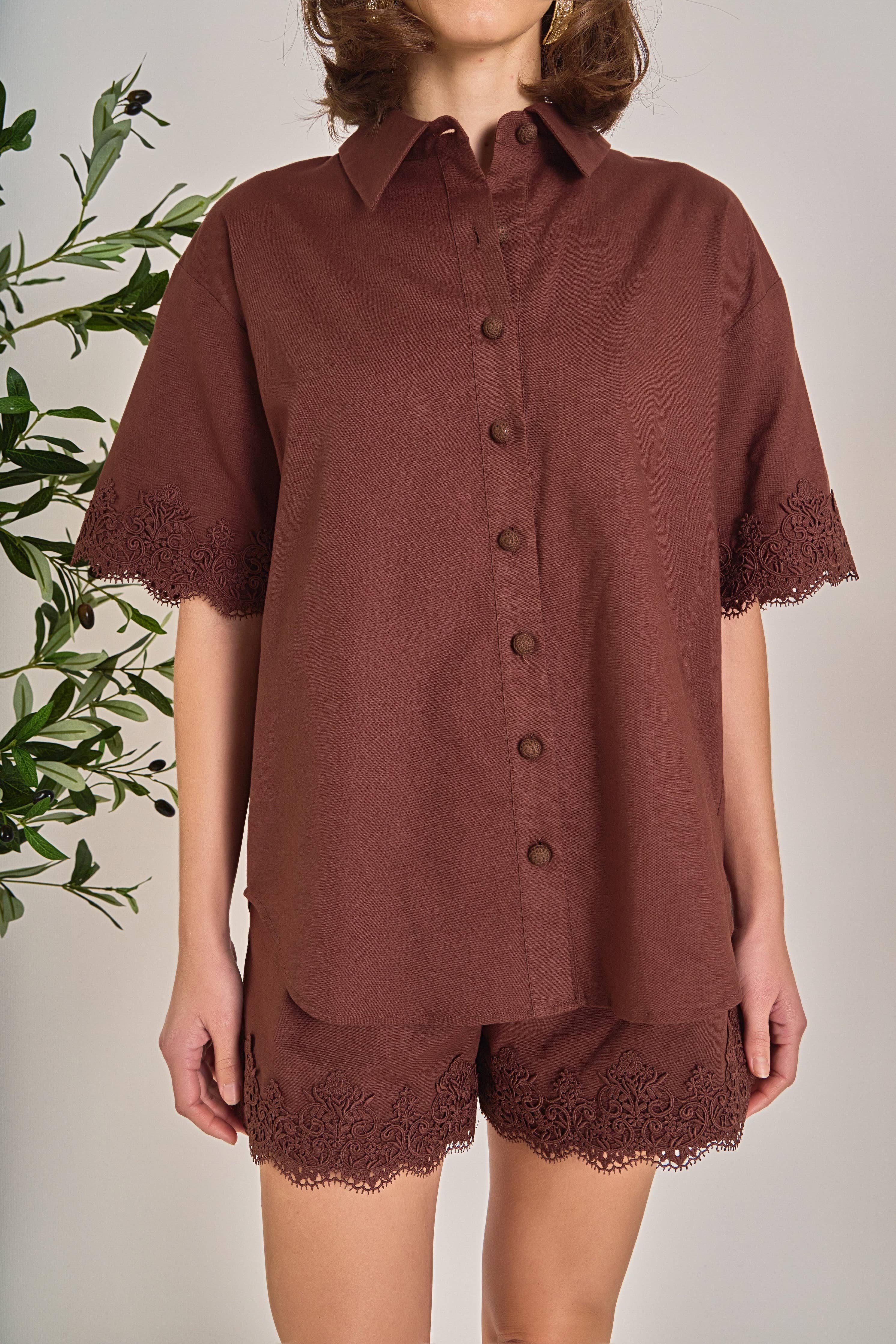 the Midnight Lace Linen Lace Shirt