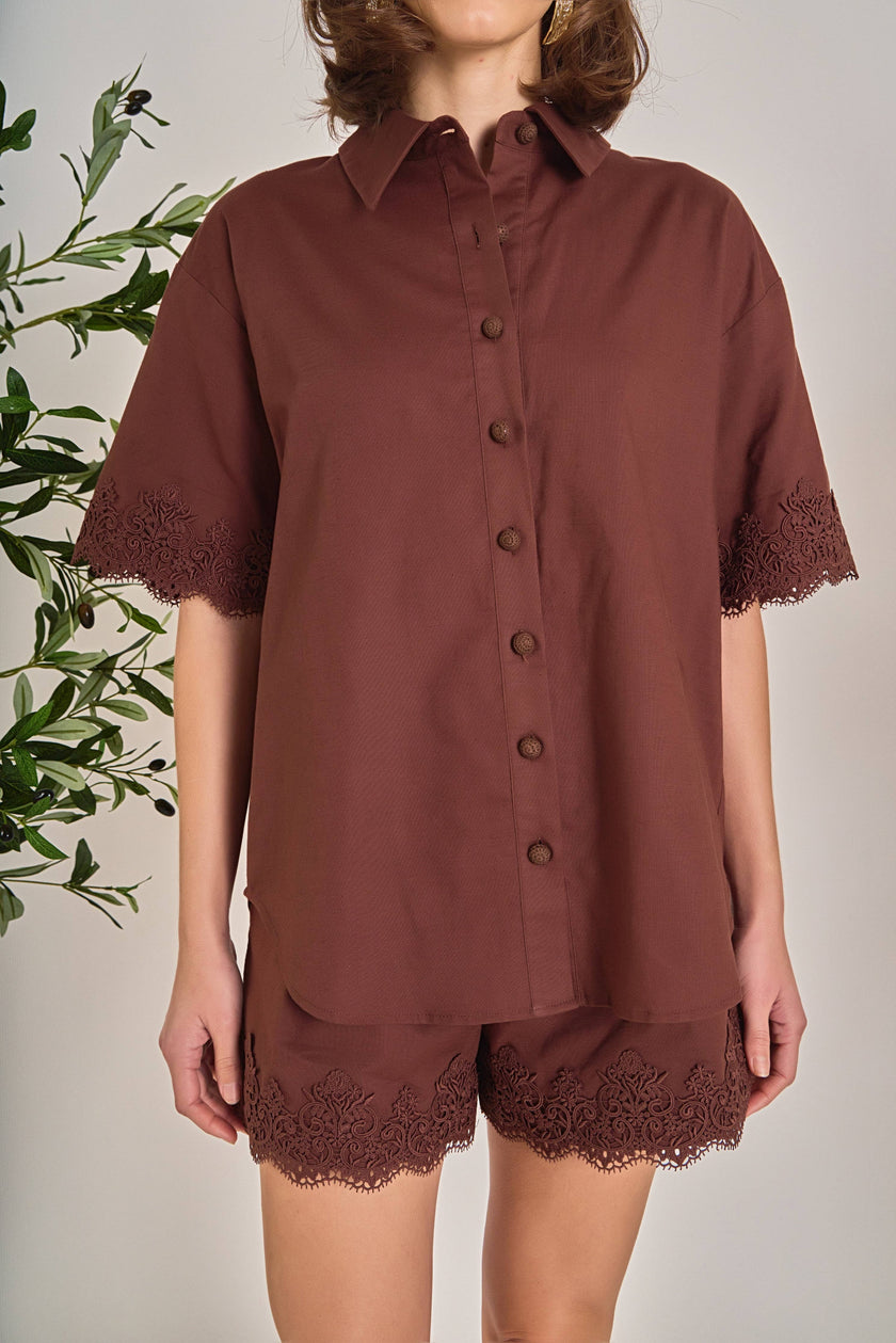 the Midnight Lace Linen Lace Shirt