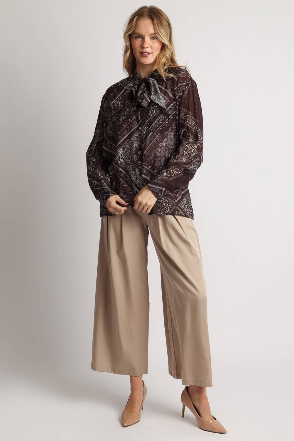 Paisley Scarf Neck Blouse