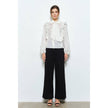 Soft Wool Blouse with Bow Tie & Pearl Buttons