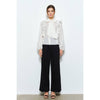 Soft Wool Blouse with Bow Tie & Pearl Buttons