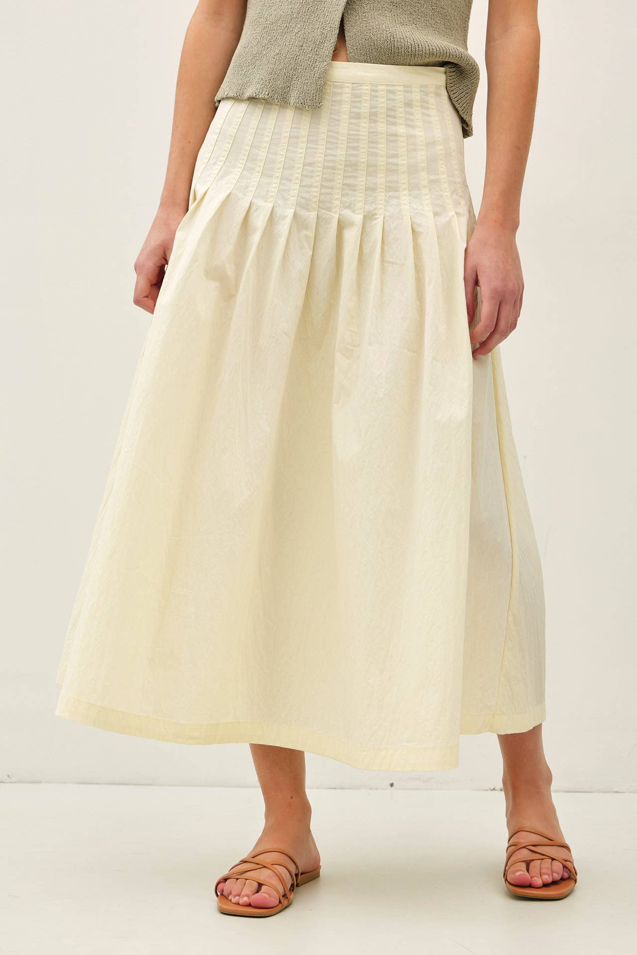 The Palazzo Pleat Midi Skirt