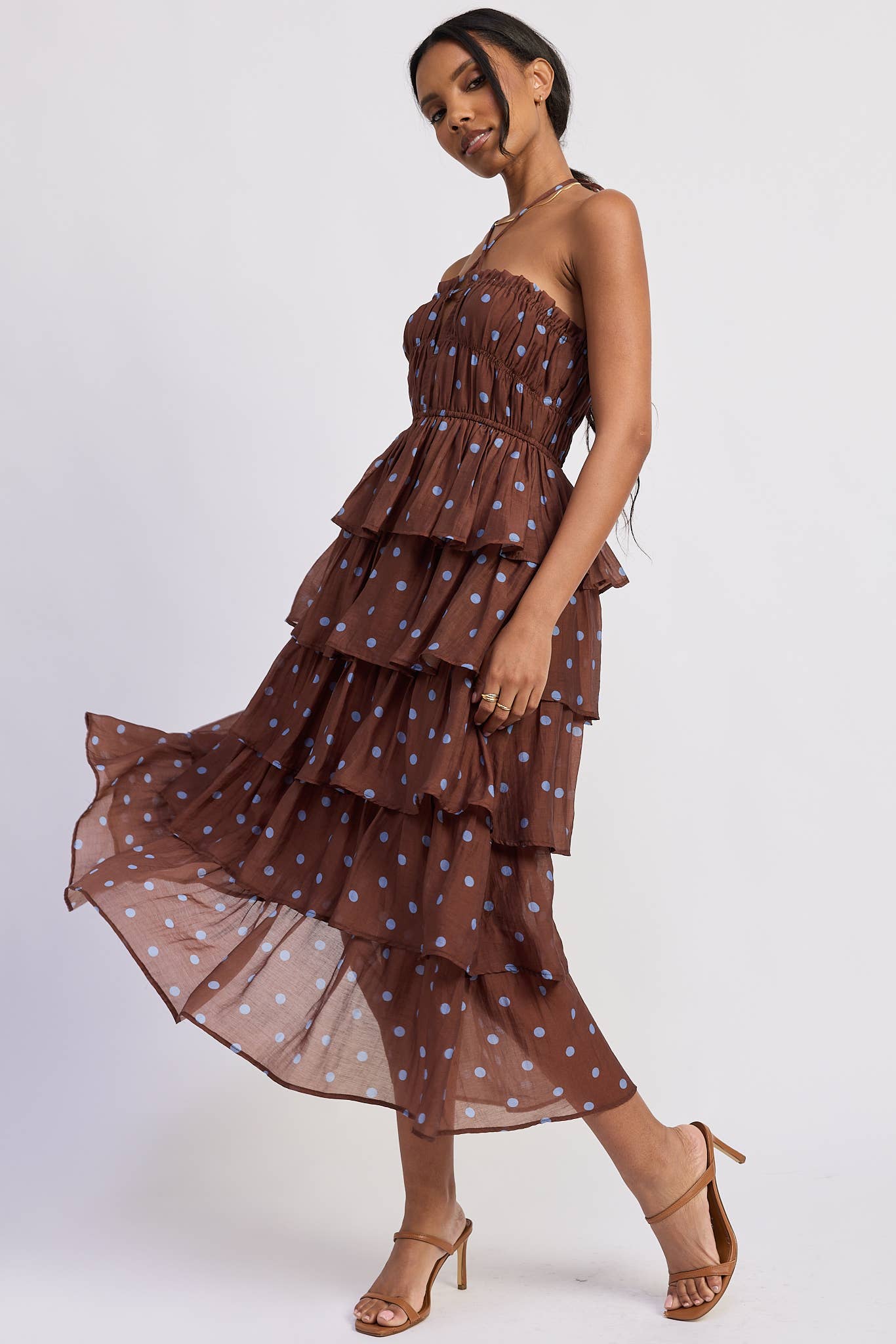 The Mocha Dot Tiered Maxi