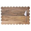 Scalloped Mango Wood Serving Board w Knife