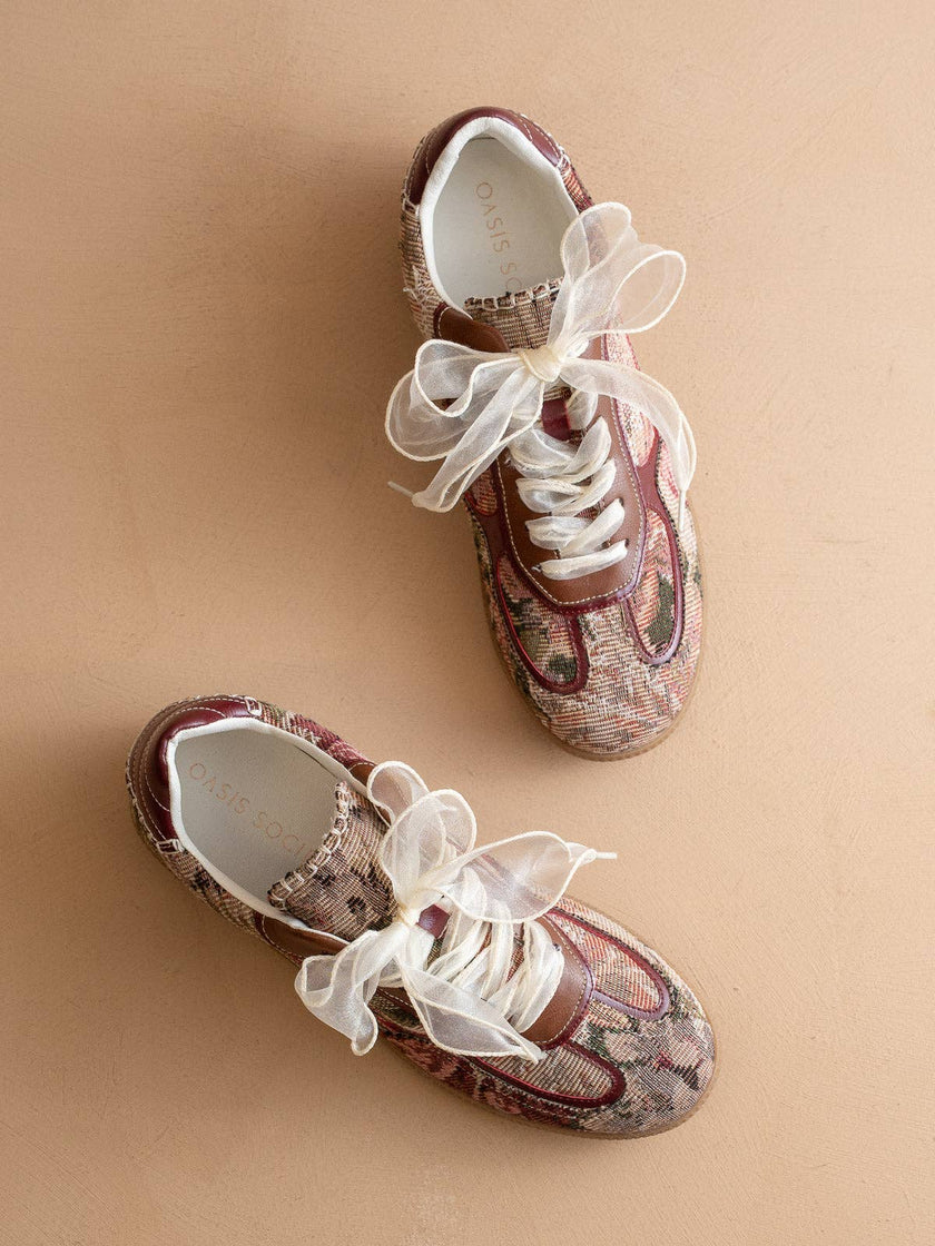 The Dalia | Mauve Tapestry Lace Up Sneaker