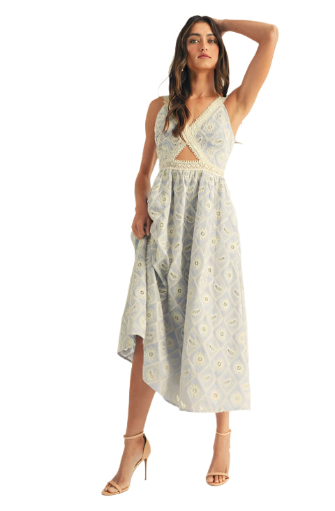 Embroidered Cutout Midi