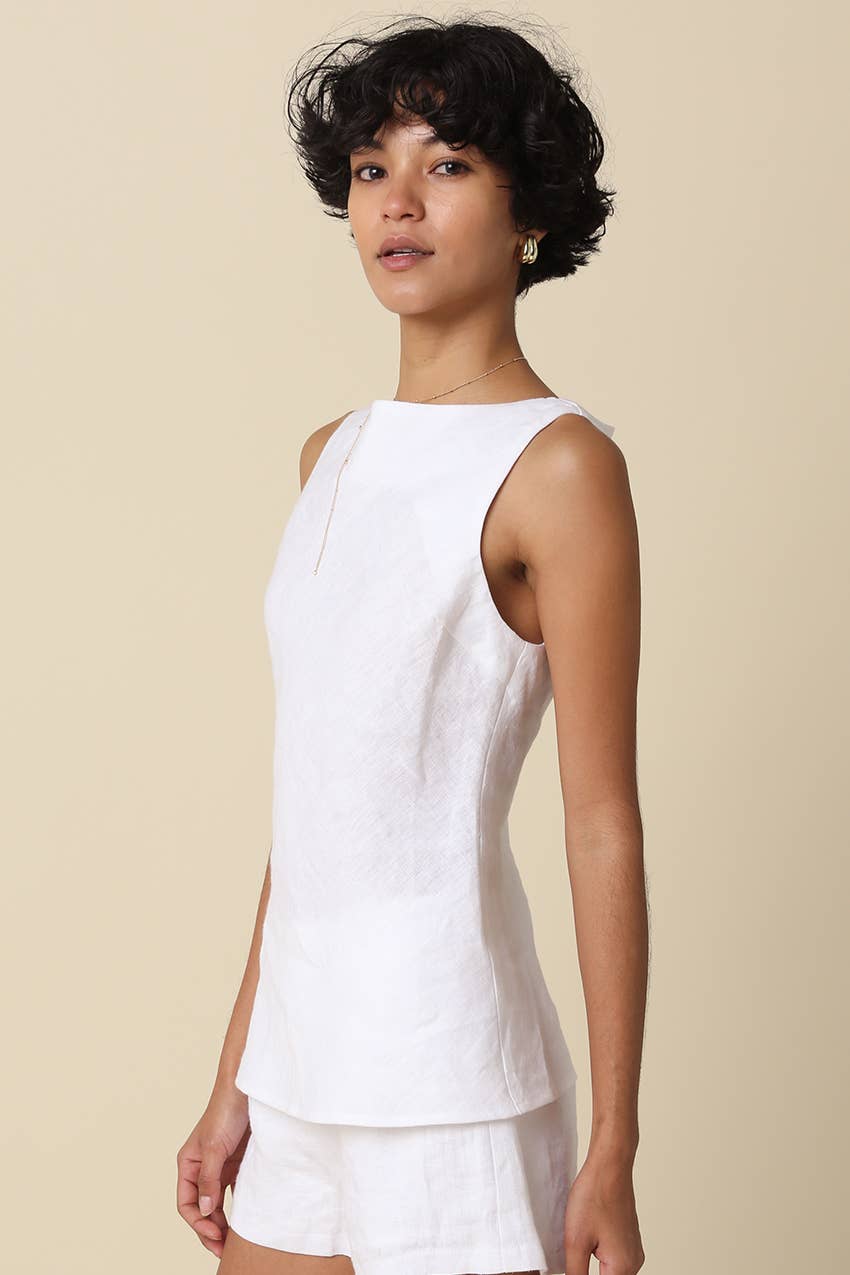Alya Linen Sleeveless Top