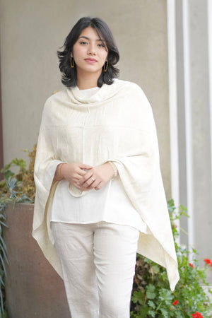 Cashmere Poncho Ivory