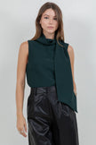 Soft Woven Sleeveless Blouse with Scarf