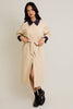 Raglan Sleeve Contrast Collar Oversized Trench