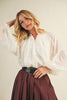 Balloon Sleeve Button Front Blouse