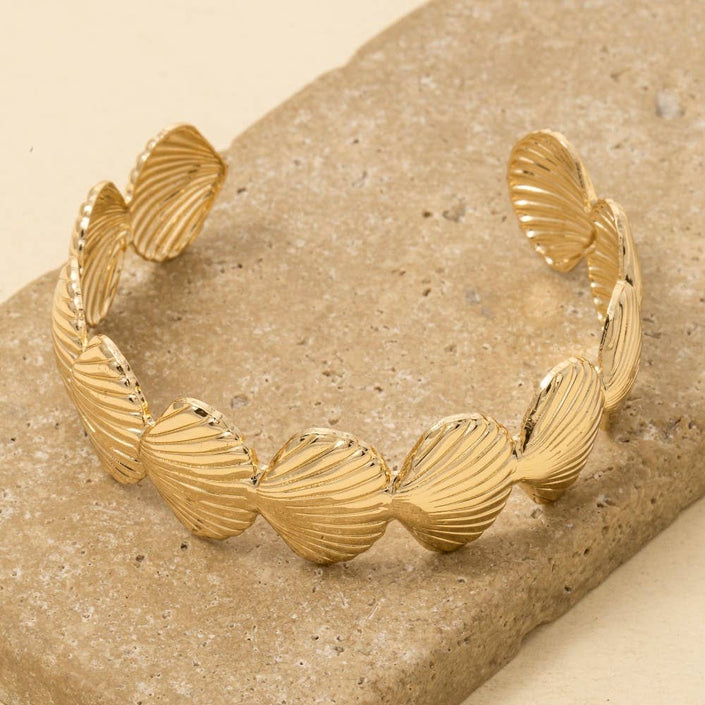 Metallic Sea Life Seashell Link Cuff Bracelet