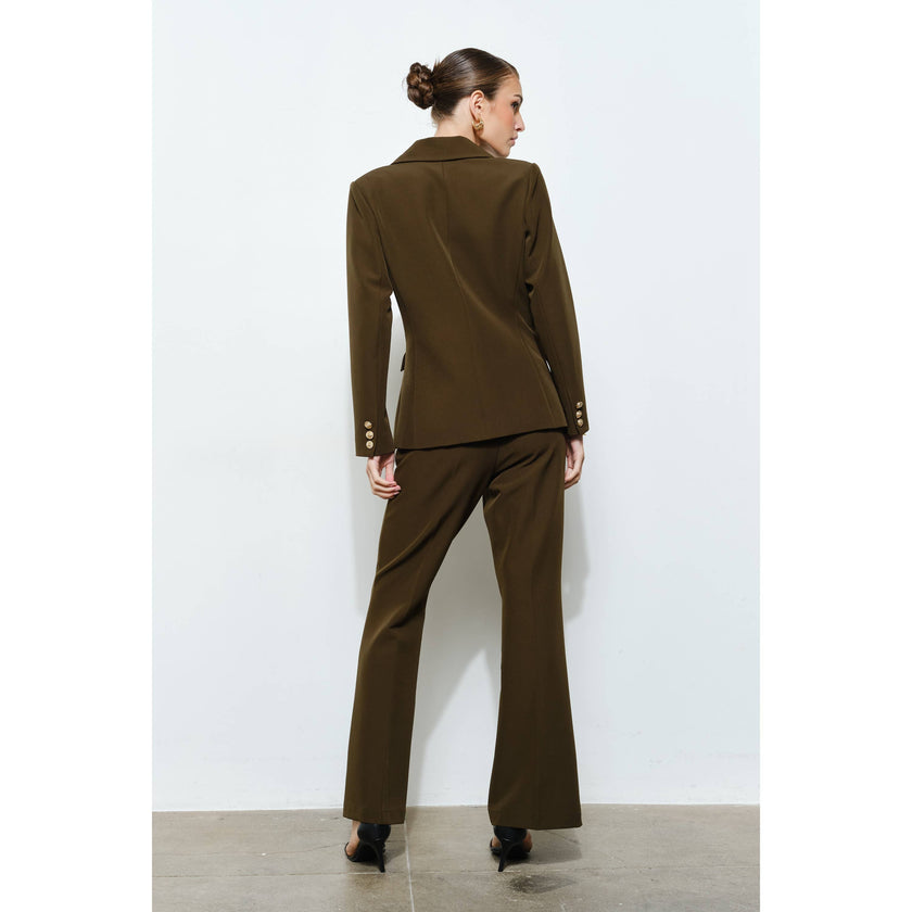 Gold Button Double-Breasted Tailored Blazer