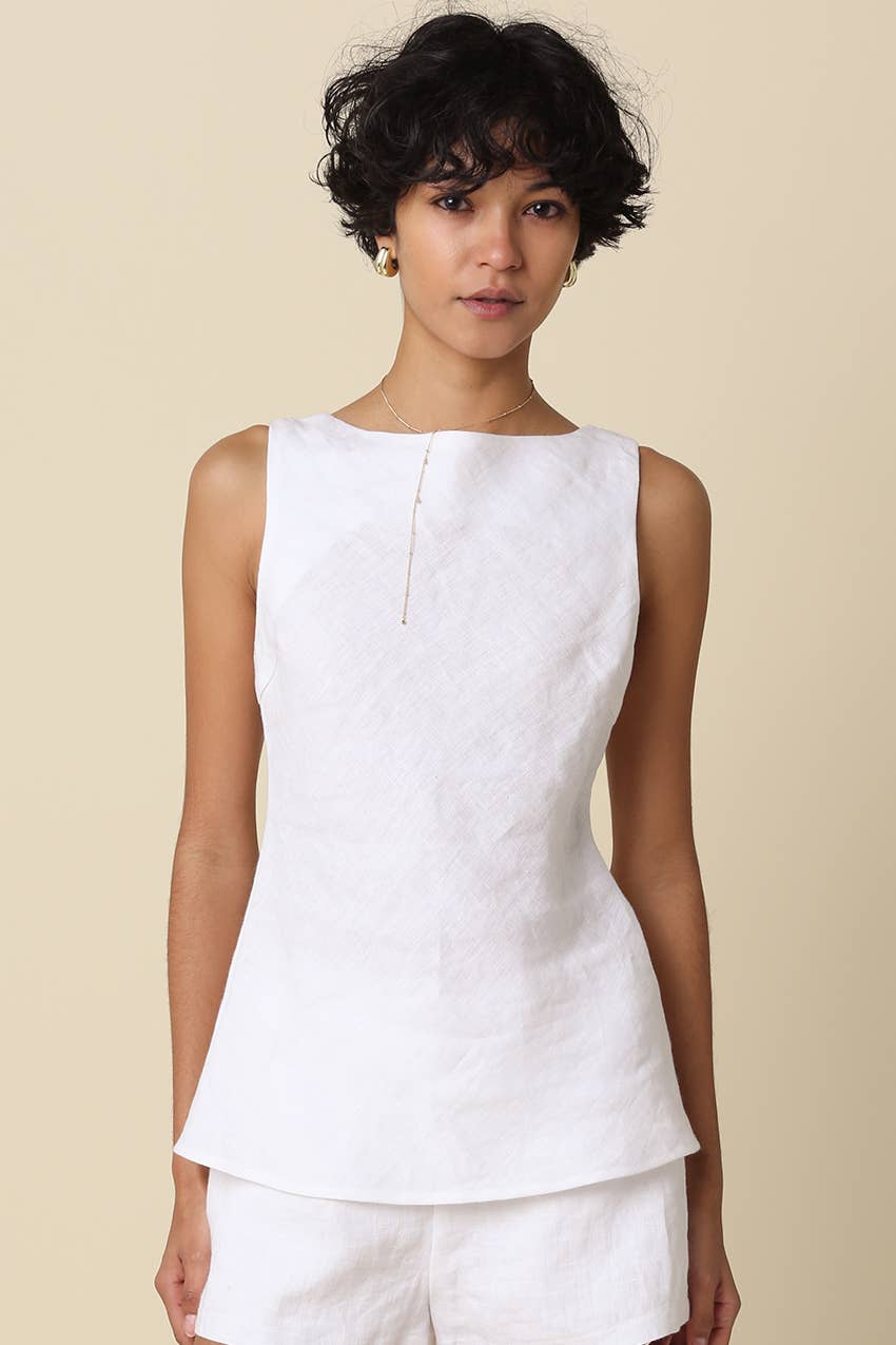 Alya Linen Sleeveless Top