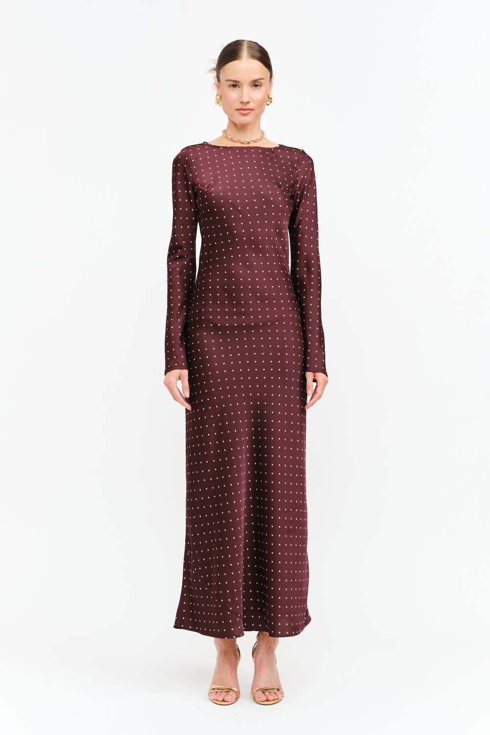 Georgie Burgundy Dot Dress
