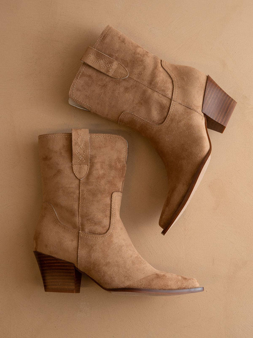 The Trudy | Latte Mid-Calf Western Block Heel Boot
