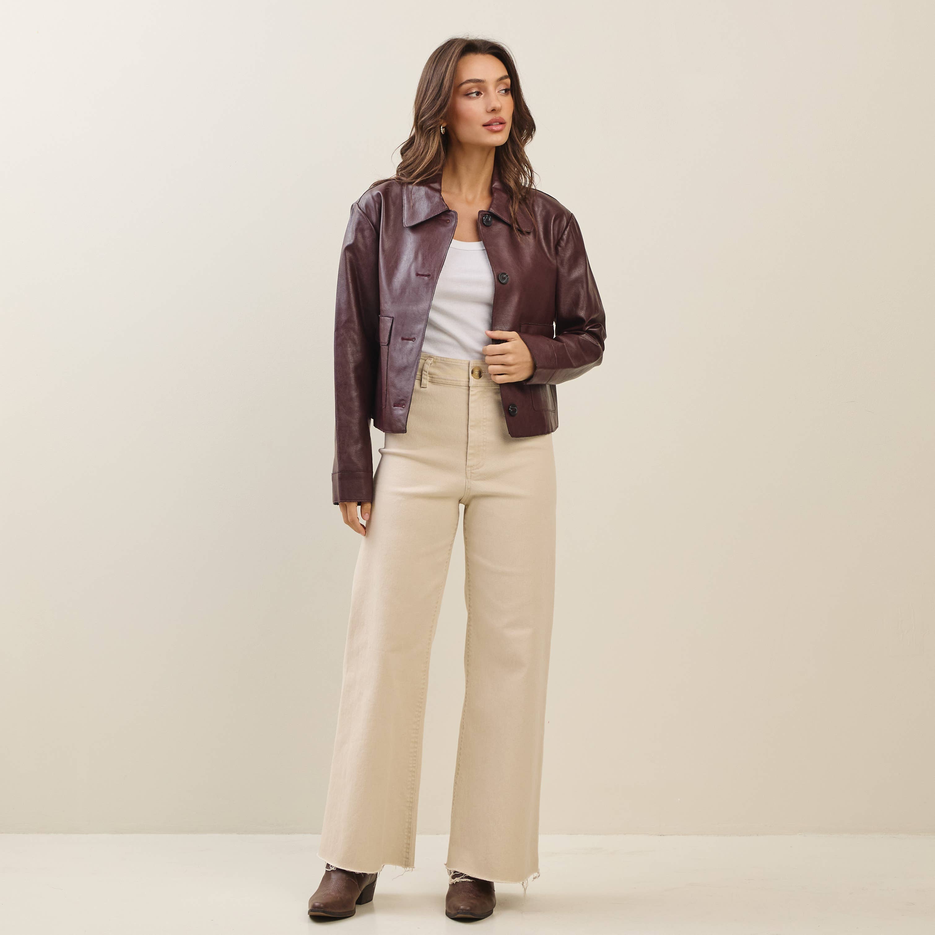 Vegan Leather Jacket | Bordeaux