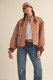 Floral Quilted Jacket Ribbon Sleeve