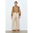 Soft Wool Blouse with Bow Tie & Pearl Buttons