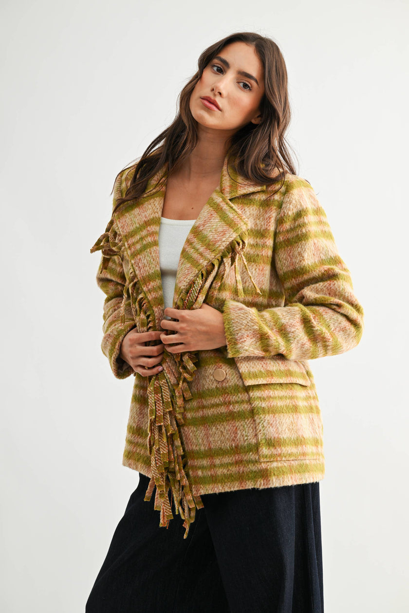 Plaid Fringe Jacket