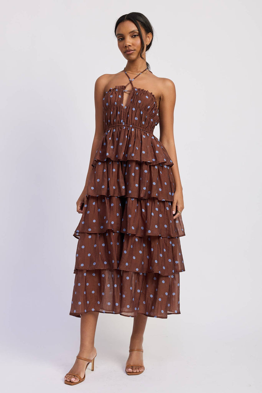 The Mocha Dot Tiered Maxi
