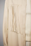 Fringe Trim Faux Leather Snap Jacket