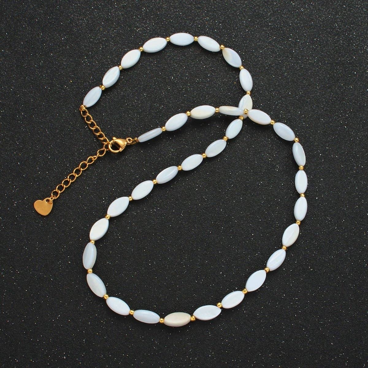 White Jade Beaded Chain Necklace