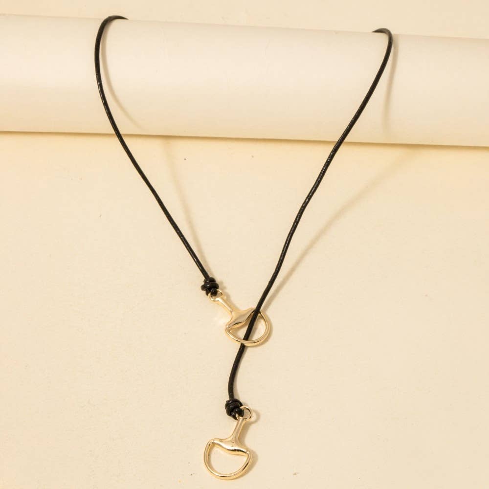 Horse Bit Pendant Leather Cord Necklace
