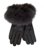 Genuine Leather Gloves with Fox Trim and Cashmere Lining